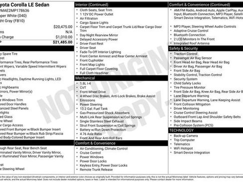 Used 2021 Toyota Corolla LE image 2
