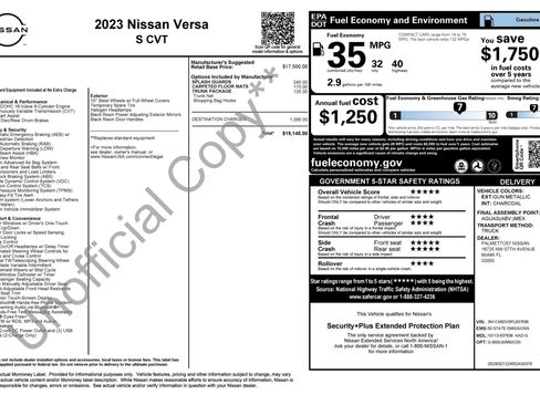 Used 2023 Nissan Versa S w/ Trunk Package image 2