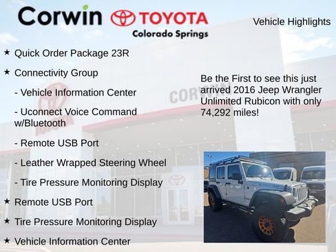 Used 2016 Jeep Wrangler Unlimited Rubicon w/ Connectivity Group image 4