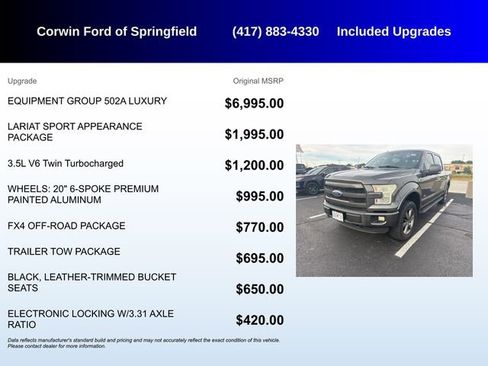 Used 2015 Ford F150 Lariat w/ Equipment Group 502A Luxury AWD/4WD image 5