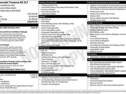 Certified 2023 Chevrolet Traverse RS w/ LPO, Floor Liner Package image 7