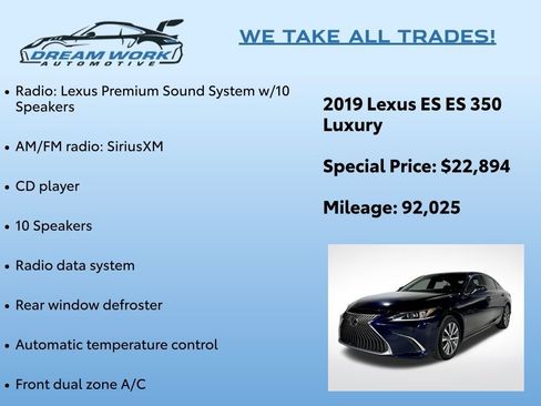 Used 2019 Lexus ES 350 350 Luxury image 2