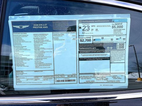 New 2026 Genesis G70 2.5T Prestige AWD/4WD image 13