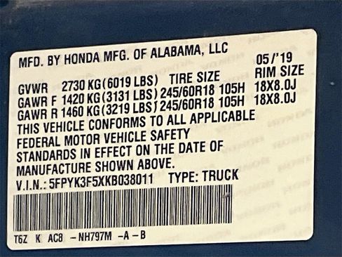 Used 2019 Honda Ridgeline RTL image 31