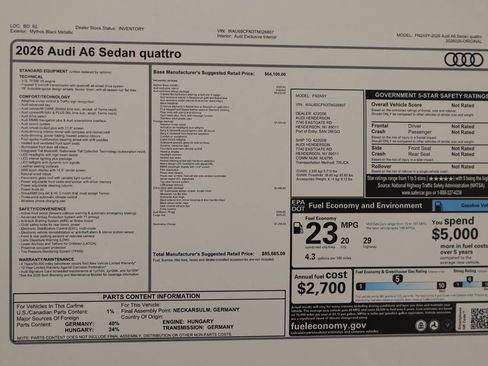 New 2026 Audi A6 Prestige AWD/4WD image 32