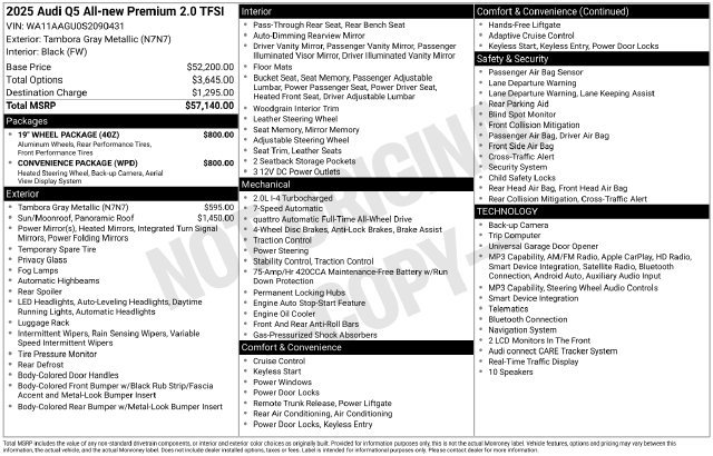Certified 2025 Audi Q5 Premium w/ Convenience Package AWD/4WD image 2