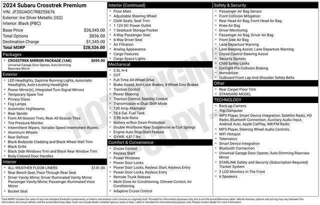 Certified 2024 Subaru Crosstrek 2.0i Premium w/ Crosstrek Mirror Package AWD/4WD image 27