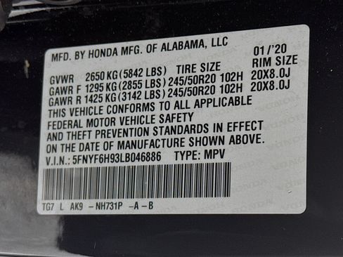 Certified 2020 Honda Pilot Touring image 35