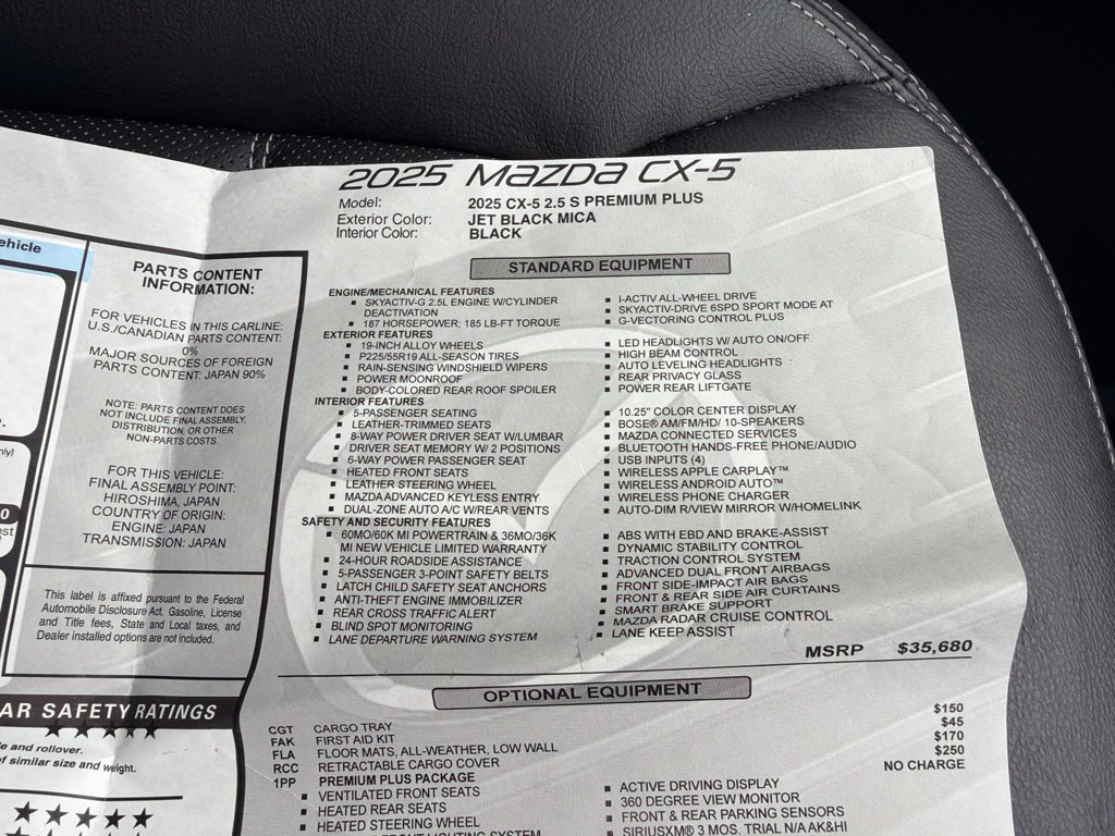 Used 2025 MAZDA CX-5 AWD 2.5 S w/ Premium Plus Pkg image 34