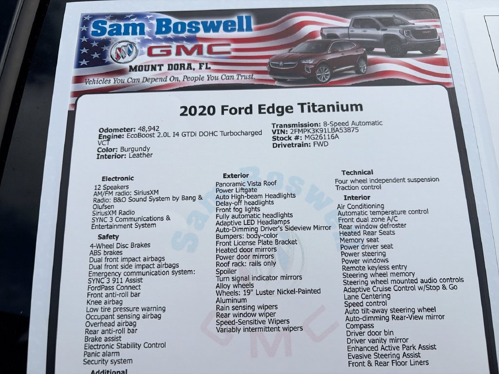 Used 2020 Ford Edge Titanium w/ Equipment Group 301A FWD image 40