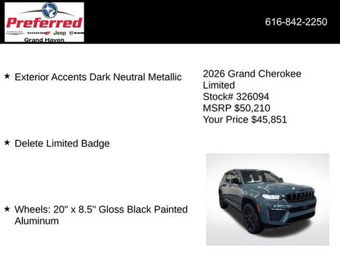 New 2026 Jeep Grand Cherokee Limited w/ Limited Altitude Package image 12