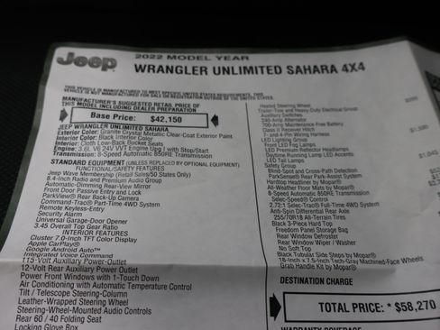 Used 2022 Jeep Wrangler Unlimited Sahara w/ LED Lighting Group AWD/4WD image 60