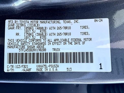 Used 2024 Toyota Tundra SR5 w/ SR5 Convenience Package AWD/4WD image 57