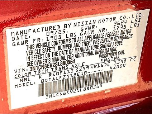 New 2025 Nissan Versa S w/ Trunk Package image 17