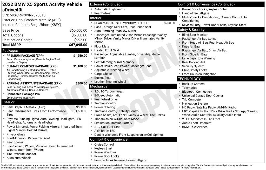 Used 2022 BMW X5 sDrive40i w/ Premium Package RWD image 13