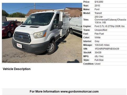 Used 2015 Ford Transit 250 138 w/ Exterior Upgrade Package RWD image 18