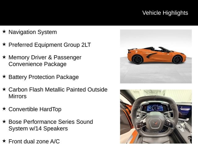 Certified 2023 Chevrolet Corvette Stingray Preferred Conv w/ Battery Protection Package RWD image 16