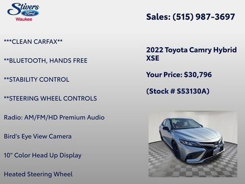 Used 2022 Toyota Camry XSE w/ Navigation Upgrade Package image 21