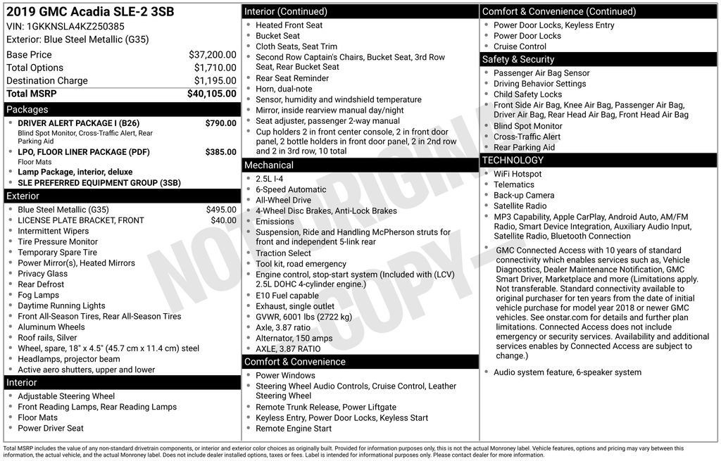 Used 2019 GMC Acadia SLE w/ Driver Alert Package I AWD/4WD image 9