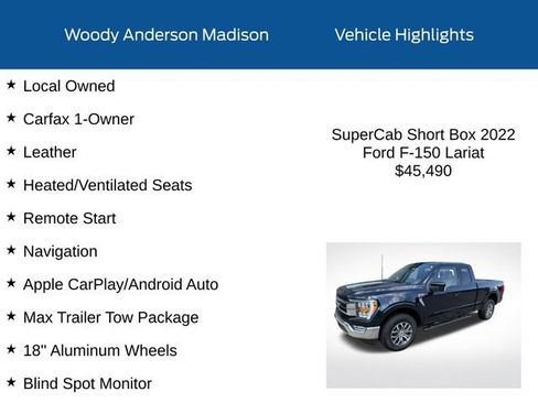 Used 2022 Ford F150 Lariat w/ Max Trailer Tow Package AWD/4WD image 2