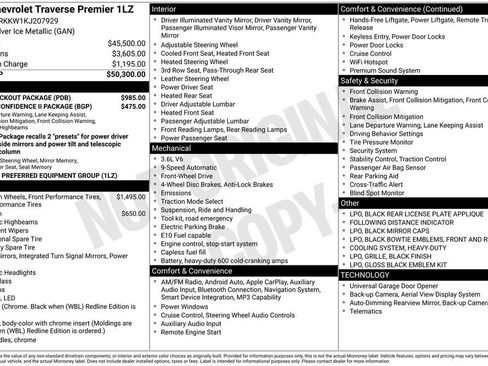 Used 2019 Chevrolet Traverse Premier w/ LPO, Blackout Package image 3
