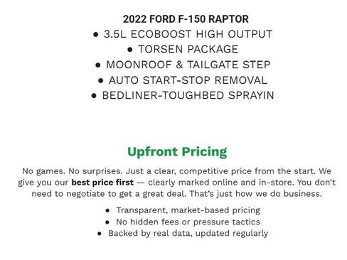 Used 2022 Ford F150 Raptor w/ Equipment Group 801A High AWD/4WD image 2