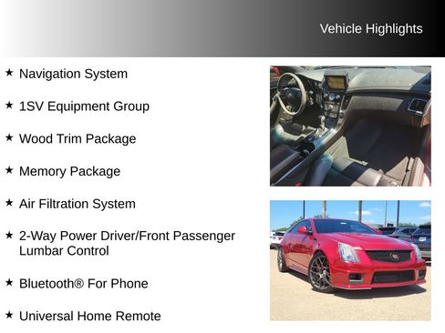 Used 2011 Cadillac CTS V w/ Wood Trim Package RWD image 10