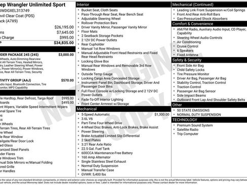 Used 2014 Jeep Wrangler Unlimited Sport w/ Quick Order Package 24S AWD/4WD image 6
