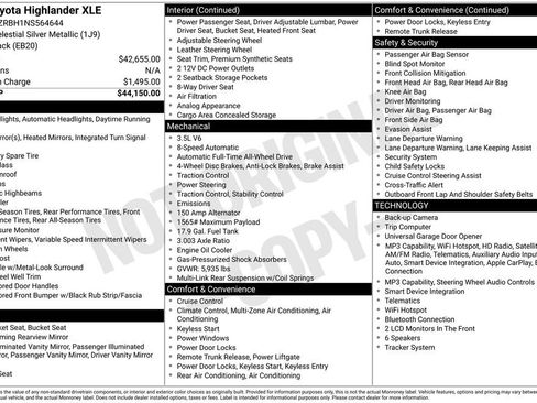 Used 2022 Toyota Highlander XLE AWD/4WD image 35