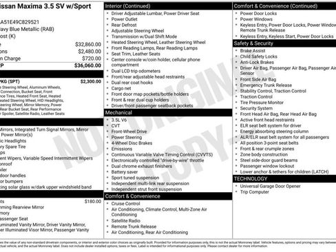 Used 2009 Nissan Maxima 3.5 SV w/ Sport Pkg FWD image 5