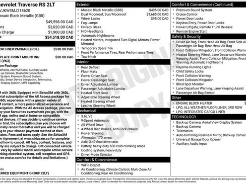 Used 2021 Chevrolet Traverse RS w/ LPO, Floor Liner Package AWD/4WD image 69