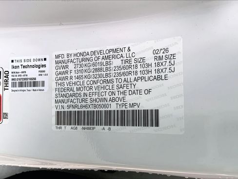 New 2026 Honda Odyssey EX-L image 12
