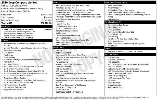 Used 2019 Jeep Compass Limited w/ Safety & Security Group AWD/4WD image 23