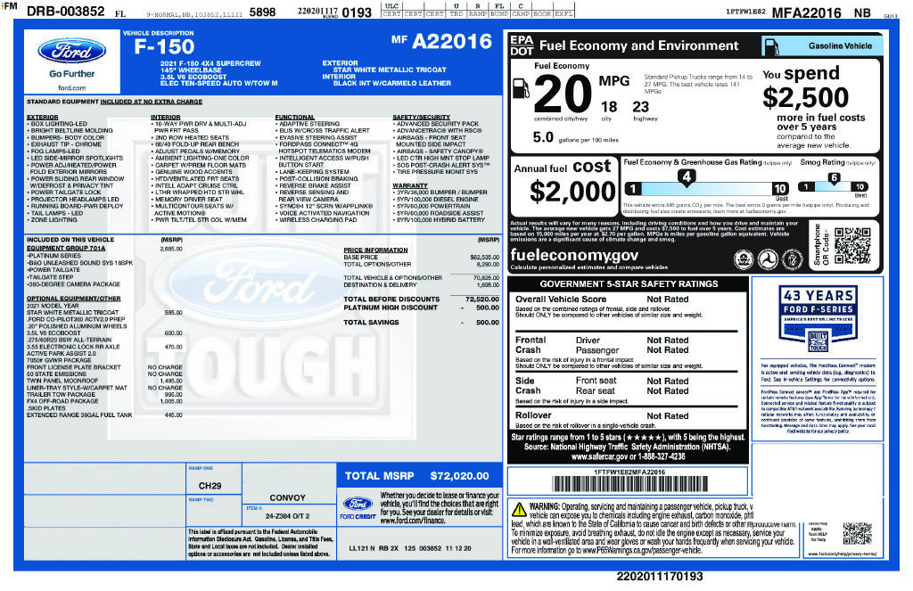 Used 2021 Ford F150 Platinum w/ Equipment Group 701A High AWD/4WD image 4