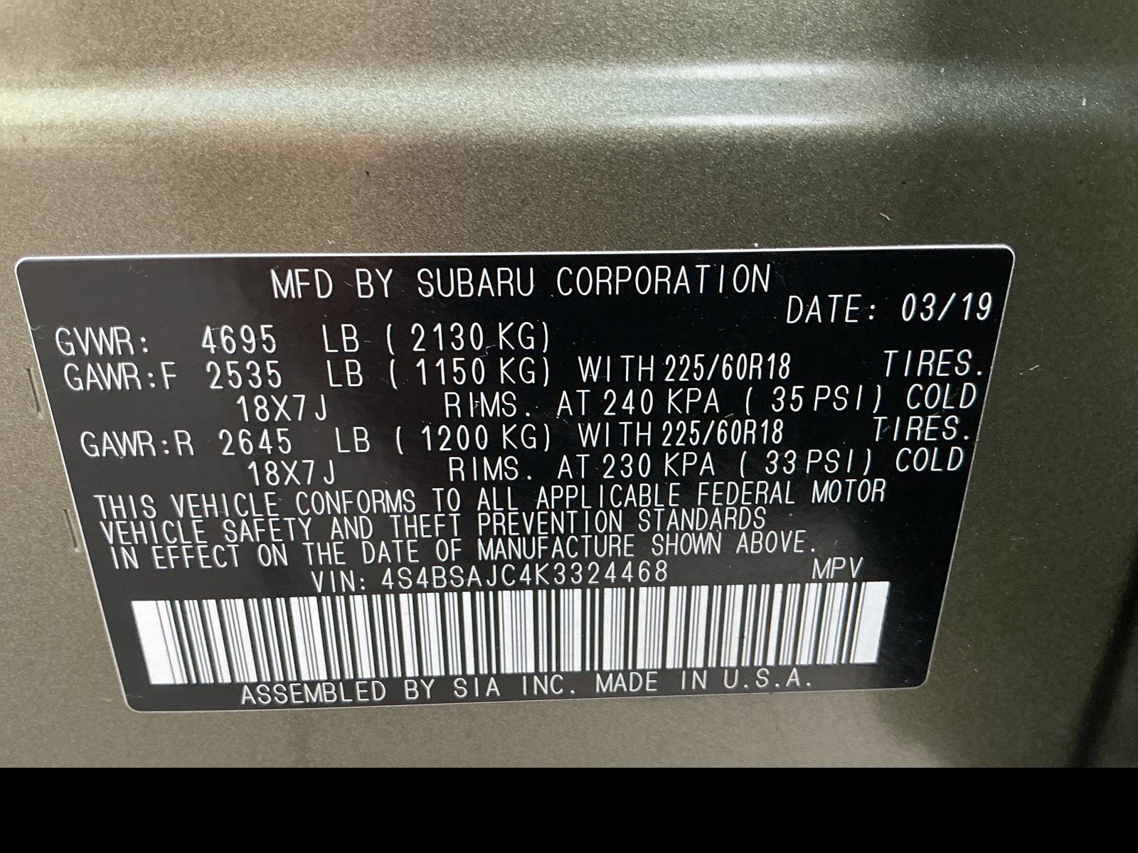 Used 2019 Subaru Outback 2.5i Limited w/ Protection Package #1 AWD/4WD image 29