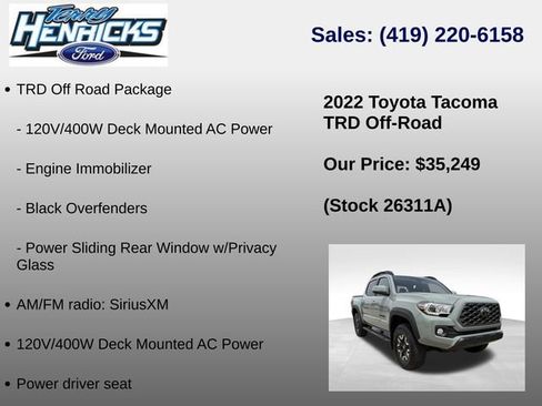 Used 2022 Toyota Tacoma TRD Off-Road w/ Black Out Package (TMS) AWD/4WD image 6