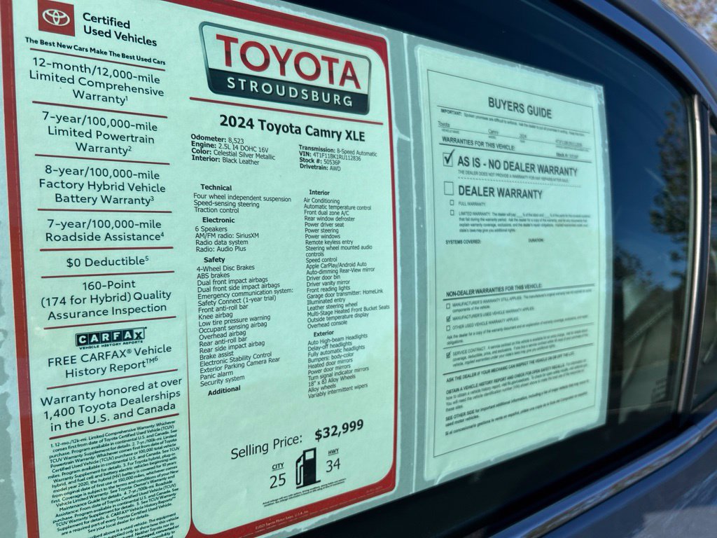 Certified 2024 Toyota Camry XLE w/ Cold Weather Package AWD/4WD image 30