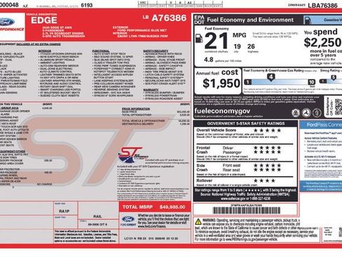 Certified 2020 Ford Edge ST w/ Equipment Group 401A AWD/4WD image 39