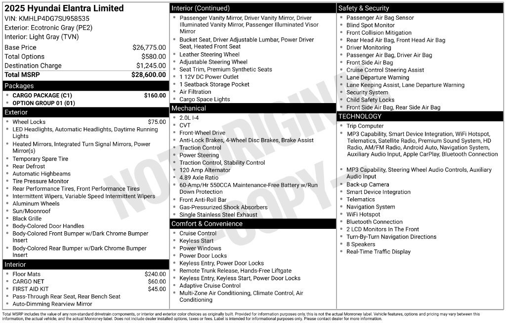 Used 2025 Hyundai Elantra Limited w/ Cargo Package FWD image 12