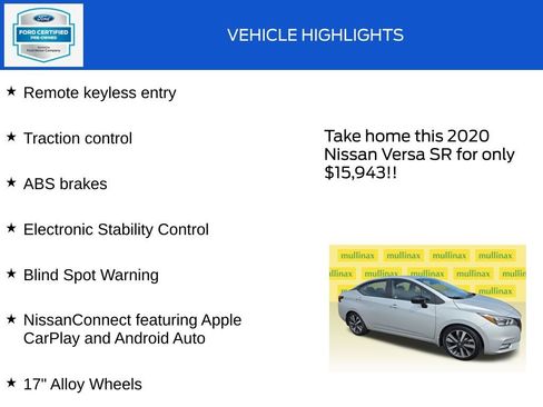 Used 2020 Nissan Versa SR w/ Trunk Package FWD image 18