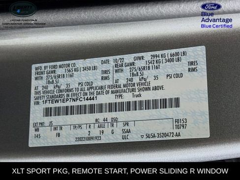 Certified 2022 Ford F150 XLT w/ Equipment Group 302A High image 30