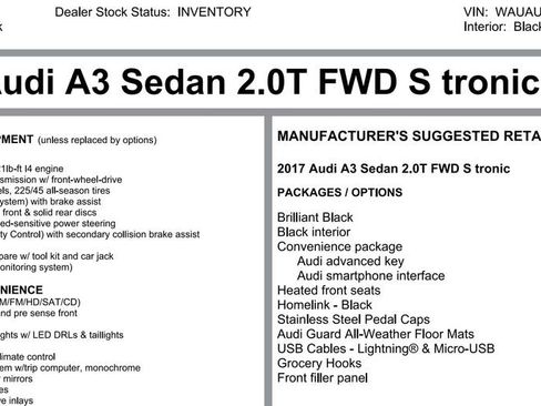 Used 2017 Audi A3 2.0T Premium w/ Convenience Package FWD image 21