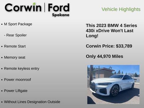 Used 2023 BMW 430i Gran Coupe xDrive w/ M Sport Package image 12