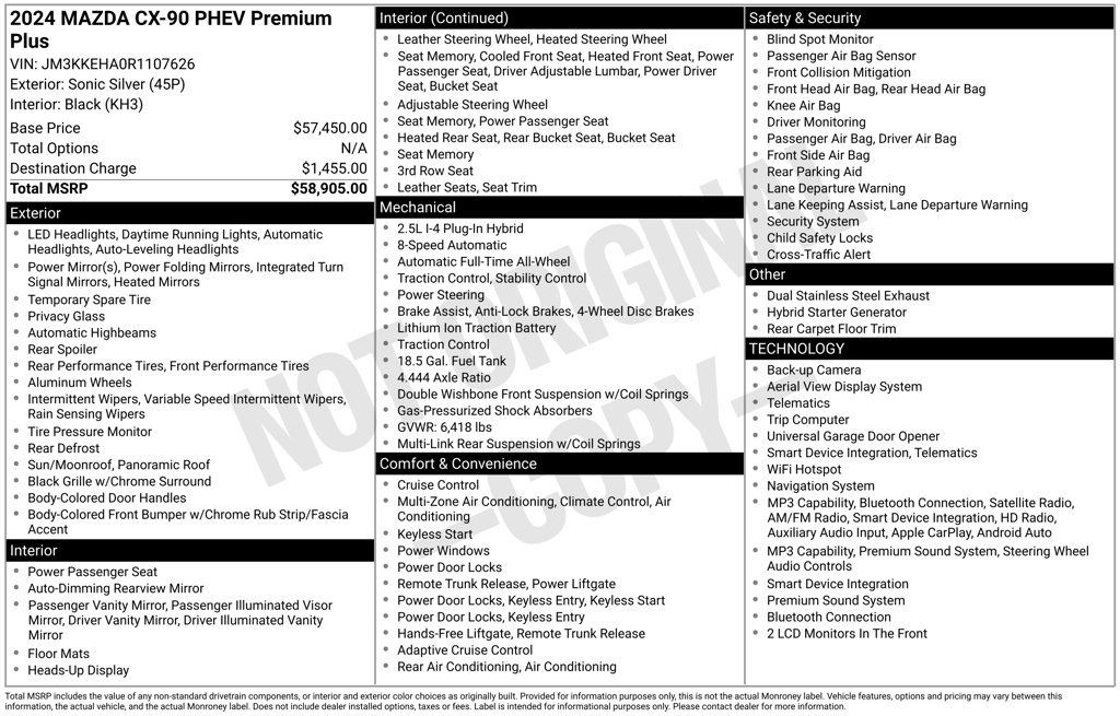 Used 2024 MAZDA CX-90 Plug-In Hybrid w/ Premium Plus AWD/4WD image 4
