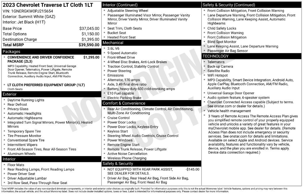 Used 2023 Chevrolet Traverse LT FWD image 29