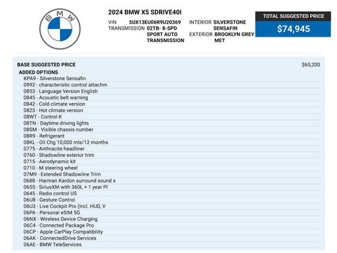 Used 2024 BMW X5 sDrive40i w/ M Sport Package RWD image 84