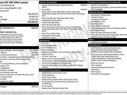 Used 2019 Lexus ES 350 Ultra Luxury w/ Accessory Package FWD image 17
