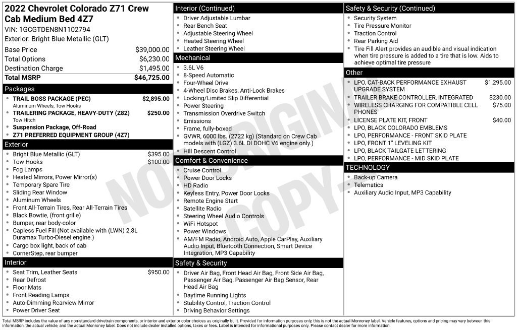Used 2022 Chevrolet Colorado Z71 w/ Trail Boss Package AWD/4WD image 6