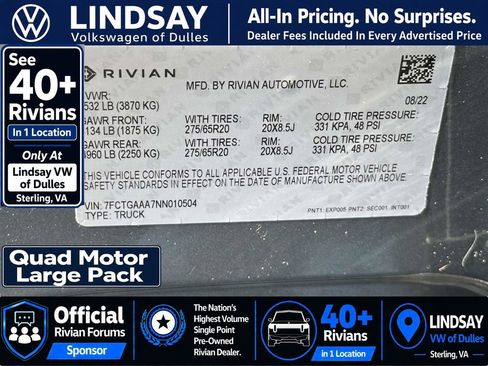 Used 2022 Rivian R1T Adventure AWD/4WD image 30