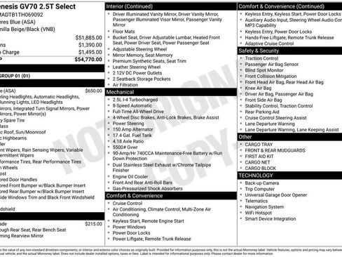 New 2026 Genesis GV70 2.5T Select AWD/4WD image 5
